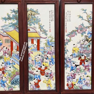 tranh sứ, tranh trung quốc, tranh sứ bách nhi đồ, tranh treo phòng khách, tranh trang trí